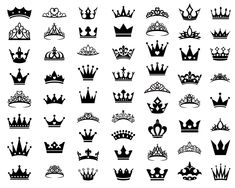 Queen And Princess Tattoo, Luxury Logotype, Crown Outline, Princess Crown Svg, King Queen Tattoo, Queen Logo, Crown Silhouette, Crown Drawing, Crown Template