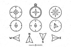 the compass symbols are shown in black and white