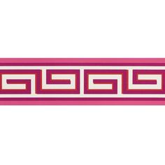 a pink and white border with greek designs on it's edges, in the shape of rectangles