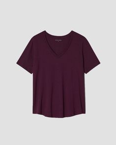 V Rex - Eggplant | Universal Standard Classic V-neck Relaxed Fit T-shirt, Relaxed Fit Cotton V-neck Top, Classic V-neck T-shirt With Relaxed Fit, Classic V-neck T-shirt In Relaxed Fit, Cotton V-neck T-shirt For Everyday, Everyday Cotton V-neck T-shirt, Basic Cotton V-neck Top, Cotton V-neck T-shirt For Fall, Everyday Cotton V-neck Top