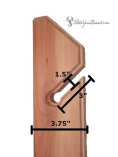 a wooden door handle with measurements for it