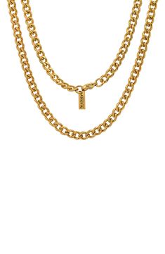 High-polished links create a timeless chain necklace that elevates your day-to-day style. Clasp closure 18K gold plated stainless steel or stainless steel Imported Luxury Classic Men's Chain Necklace, Luxury Metal Chain Necklace For Men, Cheap Men's Gold Chain Necklace, Luxury Tarnish-resistant Metal Chain Necklace, Luxury 14k Gold Tarnish-resistant Chain Necklace, Mens Chain Necklace, Gold Chains For Men, Mens Accessories Jewelry, Accessories Jewelry Necklace