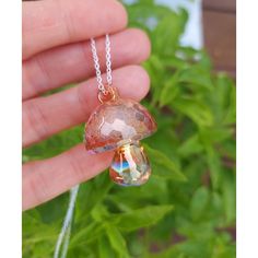 This Listing Is For A Mushroom Necklace Made With A Flashy Resin Crystal Mushroom And Attached Silver Plated Chain. The Chain Is 24 Inches. Magical Mushroom, Crystal Mushroom, Pink Sapphire Pendant, Mushroom Necklace, Mushroom Jewelry, Necklace Resin, Agate Pendant Necklace, Filigree Necklaces, Moon Pendant Necklace