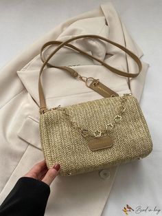 BirdinBag - 2023 Woven Straw Chain Crossbody: Stylish, Chic, and Versatile Handbag for Beach and Casual Outings Large Capacity Summer Fashion Bag, Casual Rectangular Bag With Gold-tone Hardware, Trendy Summer Fashion Bags, Summer Beige Bag With Chain Strap, Beige Straw Bag With Chain Strap For Everyday Use, Beige Chain Strap Beach Bag, Beige Bags With Chain Strap For Summer, Beige Bag With Chain Strap For Summer, Summer Beige Bags As Fashion Accessory