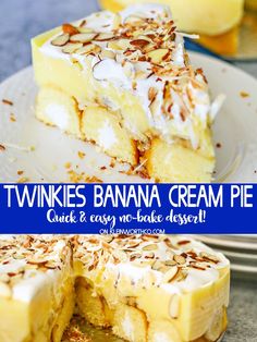 two slices of banana cream pie on plates