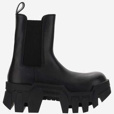 100% leather | Balenciaga Women's Bulldozer Leather Chelsea Boots in Black | SS24 Luxury Leather Boots With Lug Sole, Luxury Leather Platform Boots With Lug Sole, Luxury Leather Platform Boots With Round Toe, Luxury Leather Ankle-high Platform Boots, Leather High Ankle Platform Boots With Vibram Sole, Leather Ankle Platform Boots With Rubber Sole, Square Toe Leather Chelsea Boots With Leather Lining, High Ankle Leather Platform Boots With Vibram Sole, Leather Chelsea Boots With Square Toe