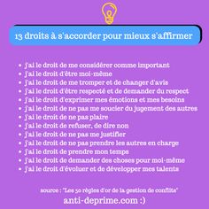 a purple poster with the words'13 droits a l'accorder pourre