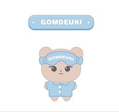 an animal with a blue hat on its head and the words gombeuki above it