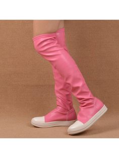 Women's Black Fashionable Elegant Round Toe Thick Bottom Over-The-Knee Elastic Boots Pink         Women Shoes, size features are:Bust: ,Length: ,Sleeve Length: Elastic Boots, Upgrade Your Look, Pink Collar, Pink Collars, Boots Women Fashion, Womens Knee High Boots, Elevate Your Style, Over The Knee Boots, Over The Knee