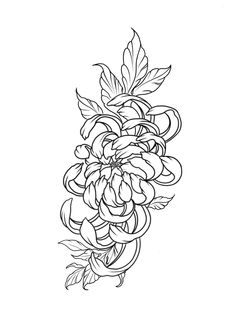 a bunch of flowers with leaves on it in black and white coloring book page for adults