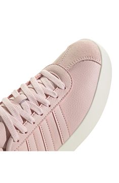 Iconic 3-Stripes pop against the monochromatic leather of this sport-inspired sneaker that looks just as cool on the streets. Leather and synthetic upper/textile lining/rubber sole Imported Sporty Pink Sneakers With Embossed Logo, Casual Pink Sneakers With Embossed Logo, Pink Sneakers With Embossed Logo For Streetwear, Adidas Pink Sneakers With Three Stripes, Pink Adidas Sneakers With Three Stripes, Pink Low-top Sneakers With Three Stripes Branding, Pink Low-top Sneakers With Three Stripes, Womens Sneakers, Skateboard