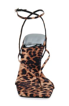 This strappy sandal grounded by a flared heel is a suave and modern addition to any look. 2 3/4" heel (size 8.5) Adjustable ankle strap with buckle closure Leather upper/leather and synthetic lining/synthetic sole Imported Chic Leopard Print Heels With Heel Strap, Leopard Print Heels With Heel Strap, Leopard Print Kitten Heels, Chic Leopard Print Heels With 4-inch Heel, 4-inch Heel Leopard Print Leather Heels, Fall Fits, Jeffrey Campbell, Sneaker Heels