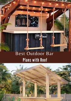 the best outdoor bar plans with roof and lights on it is an easy diy project