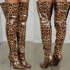 Shop fashhionns's closet or find the perfect look from millions of stylists. Fast shipping and buyer protection. LUXURY Thigh High High Heel Long Boots / Back Zipper / LEOPARD PRINT Brown Knee-high Boots For Night Out, Brown Knee-high Boots For Party, Brown Leather Thigh High Heeled Boots, Brown Knee-high Heeled Boots For Night Out, Fitted Brown Boots For Night Out, Brown Leather Thigh-high Boots, Brown Knee-high Party Boots, Fitted Brown Boots For Party, Leopard Print Leather Boots For Party