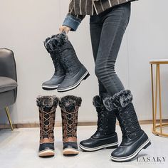 Lasaky - High-Top Leg Support Thick Fleece Snow Boots Winter Boots Women Snow, Fur Snow Boots, Baby Boy Jackets, Leg Support, Waterproof Snow Boots, Mens Boots Fashion, Formal Shoes For Men, Boot Types