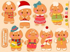 christmas ginger cut outs with santa hats and candy canes