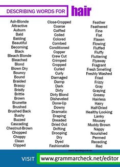 a list of words for hair that are in the same color and font as shown