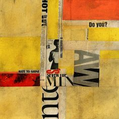 an abstract collage with newspaper strips and words on the bottom, below which reads do you?