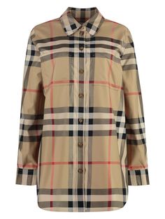 A7028 BURBERRY CHECKED COTTON SHIRT Checker Design, Beige Shirt, Checkered Design, Burberry Women, Sweaters Knitwear, Emilio Pucci, Denim Pant, Shirt Sale, Denim Top