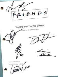 the one with the red sweater signed autographed for friends, from left to right