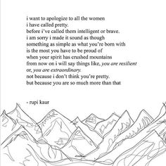 an ink drawing of mountains with a poem written in it