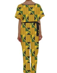 You Kente find a better jumpsuit than this. Made from 100% lightweight polyester. Elastic waist. IMPORTANT NOTICE: The estimated US delivery time of 2 weeks is just that, an ESTIMATED delivery date. International shipping times are VERY unpredictable. While it usually takes 2 weeks, shipping delays (that need to be clearly understood are out of my control) do occur & it can take an additional 1 or 2 weeks for delivery. If you know you need an item for a specific date either order ahead of time o Casual Yellow Jumpsuits And Rompers For Work, Casual Multicolor Jumpsuits And Rompers With Tie Waist, Yellow Short Sleeve Jumpsuits And Rompers For Vacation, Casual Multicolor Jumpsuits And Rompers With Elastic Waistband, Casual Green Jumpsuits And Rompers With Tie Waist, Casual Green Jumpsuits And Rompers With Elastic Waistband, Casual Multicolor Jumpsuits And Rompers For Work, Kente Print, Womens Jumpsuits