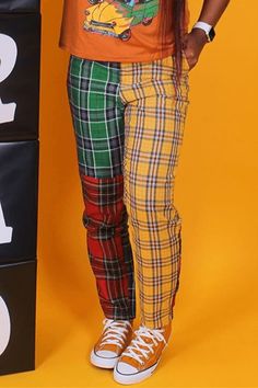 Size(in) Waist Hip Pants Length S 27.2 37.4 40.6 M 28.7 39 40.9 L 30.3 40.6 41.3 XL 31.9 42.1 41.7 2XL 33.5 43.7 42.1 Patchwork Straight Pants For Fall, Patchwork Full Length Bottoms For Fall, Trendy Patchwork Long Pants, Multicolor Baggy Straight Leg Bottoms, Baggy Multicolor Straight Leg Bottoms, Casual Yellow Patchwork Bottoms, Casual Full Length Patchwork Bottoms, Multicolor Ankle-length Pants For Fall, Blazer Outfits Casual