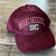 New Without Tags, South Carolina Mesh Hat. Hat Is Garnet With White Lettering. Adjustable Burgundy Casual Hat, Casual Adjustable Burgundy Hat, Casual Burgundy Hat One Size Fits Most, Mesh Hat, Garnet, Mesh, Accessories Hats, Red And White, Mens Accessories