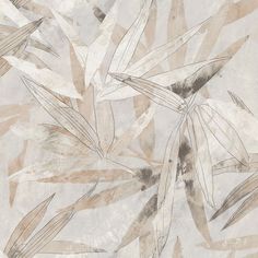 an artistic wallpaper design with leaves and lines on the back ground, in neutral tones