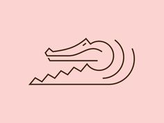 the outline of a crocodile's head on a pink background