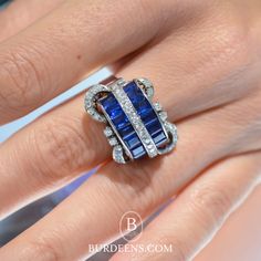 Royal Blue Sapphire Ring, Bark Ring, Elegant Pouch, Black Diamond Bands, Art Deco Sapphire Ring, Deep Royal Blue, Blue Sapphire Ring, Diamond Rings Bands, Art Deco Diamond