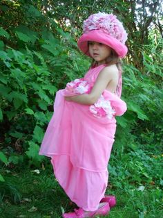 An old pink shorty nightgown, a frilly hat, and some patent leather high heels...  What more can a little girl want? Old Pink, Leather High Heels, Night Gown