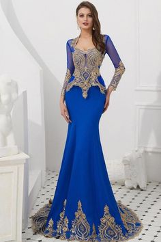 Royal Blue Long Sleeve Dress For Banquet, Royal Long Sleeve Fitted Gown, Royal Blue Long Sleeve Evening Dress For Prom, Royal Blue Long Sleeve Gown For Banquet, Royal Blue Long Sleeve Evening Dress, Royal Blue Long Sleeve Evening Dress For Gala, Royal Long Sleeve Fitted Dresses, Royal Fitted Dress For Banquet, Royal Long Sleeve Formal Dresses