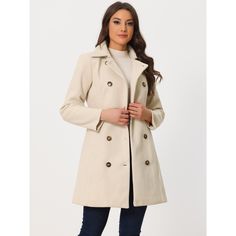 This winter Coat for Women is made of thick woolen fabric, which is comfortable and warm. A must-have coat for the new season, add new styles to your wardrobe Style. Pair it with a pair of jeans or a long dress for a fashionable look. This classic double-breasted winter Coat is easy to pair with pants, jeans, a sweater or dress, and boots for a classic and fashionable look. Winter Overcoat, Pea Coats Women, Winter Outwear, Winter Collars, Long Winter Coats, Double Breasted Trench Coat, Winter Outerwear, Long Trench Coat, Wool Peacoat