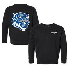 Gear up your little Tiger in style with our Memphis Tigers Toddler Crewneck Sweatshirt. Made from cozy and soft fabric, this sweatshirt features super unique graphics that showcase the pride of the Tigers Nation. From game day excitement to everyday adventures, your little fan will stand out in this officially licensed apparel. Available in various sizes to fit your little one perfectly. Get the Memphis Tigers Toddler Crewneck Sweatshirt today and let your baby show off their team Black Team Spirit Sweatshirt For Fall, Fan Apparel Fleece Sweatshirt With Graphic Print, Black School Spirit Sweatshirt For Sports, Black Long Sleeve Sweatshirt For School Spirit, Pre-shrunk Black Sweatshirt For Fan Merchandise, Black Pre-shrunk Sweatshirt For Fan Merchandise, Black Long Sleeve Team Spirit Sweatshirt, Sporty Long Sleeve Mascot Sweatshirt, Black Long Sleeve Sweatshirt For Team Spirit