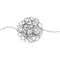 a black and white drawing of a ball of string attached to a wire on a white background