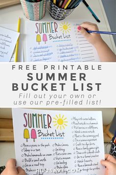 the free printable summer bucket list for kids