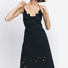 H&M Sold Out Embroidered Dress Back Tie Black Sizes L & Xl Bnwt Black V-neck Midi Dress With Floral Embroidery, Chic Black Midi Dress With Floral Embroidery, H&m Black Midi Dress For Party, H&m Black Cocktail Dress, H&m Midi Dress For Spring Night Out, H&m Black Midi Dress For Night Out, H&m Black Midi Dress For Evening, H&m Black Midi Evening Dress, H&m Black Sleeveless Dress