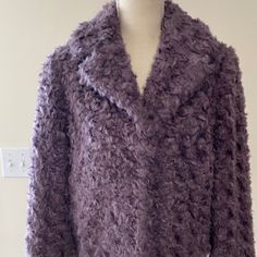 Brand New Kate Spade Dark Orchid Mainline Faux Fur Jacket~Chic~Size 8~This Plush, Purple Faux-Fur Jacket Made Its Debut In Kate Spade's Fall 2019 Runway. Classic Details Like A Notched Collar And Cropped Silhoutte Make This A Chic Addition To Your Wardrobe. Silky-Soft Satin Lining. Made Of 98% Modacrylic, 2% Acrylic. Lining Is 97% Polyester, 3% Elastane. Jacket Is Faux Fur Fabric. Cropped Jacket. Open Front. Hidden Middle Eye Hook Closure. Measures 21" Long From Top Of Shoulder. Underarm To Unde Fitted Kate Spade Outerwear For Spring, Kate Spade Long Sleeve Outerwear For Fall, Chic Winter Outerwear By Kate Spade, Kate Spade Fitted Fall Outerwear, Chic Purple Fall Outerwear, Fitted Kate Spade Spring Outerwear, Purple Outerwear With Faux Fur Lining For Fall, Elegant Kate Spade Spring Outerwear, Kate Spade Fitted Spring Outerwear