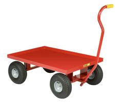 a red wagon with wheels on a white background