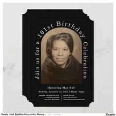 Simple 100th Birthday Party with 2 Photos Invitati Invitation | Zazzle