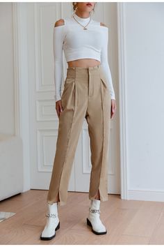 Brand Name: VoguableFabric Type: WovenWaist Type: HIGHPant Style: Cargo PantsMaterial: nylonMaterial: ViscoseFit Type: RegularLength: Ankle-Length PantsDecoration: RUFFLESStyle: High StreetAge: Ages 18-35 Years Old Trousers Casual, Style Cargo, Pants Women, Color Khaki, Long Pants, Autumn Winter Fashion, Ankle Length, Mens Coats, Autumn Winter