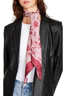 Effortlessly amp up your style with this chic printed scarf from Anne Klein. | Anne Klein Women's Houndstooth Floral Printed Square Scarf Chic Spring Scarves, Trendy Spring Scarves For Workwear, Trendy Scarves For Spring Workwear, Chic Silk Scarf For Work, Chic Fall Scarves For Workwear, Fall Silk Scarf For Workwear, Fall Workwear Silk Scarf, Printed Scarf, Square Scarf