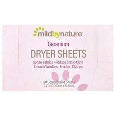 a box of geranium dryer sheets on a white background