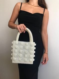 Pearl White Bag With Pearl Handle, Pearl White Rectangular Bag With Pearl Handle, Pearl White Bag With Pearl Handle Rectangular, White Clutch Box Bag With Top Carry Handle, White Tote Bag With Pearl Handle, Square Wedding Bag With Pearl Handle, White Handheld Bag With Pearl Handle, Rectangular Pearl White Shoulder Bag, Pearl White Handmade Rectangular Evening Bag