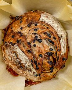 a loaf of bread with raisins in it