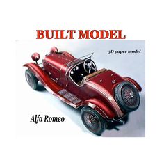 a red model car with the words built model on it