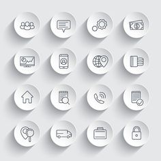 white paper circle icons with shadow on gray background stock photo - 959782