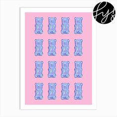 a pink and blue bear pattern with the letter s on it's back side