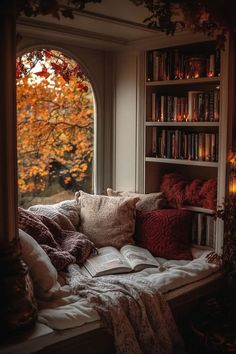 Fall reading nook nestled under a canopy of fairy lights with floor pillows and low tables Eclectic Interior Design Vintage, Nook Inspiration, Autumn Reading, Eclectic Interior Design, Fall Reading, Copper Pipe, Cozy Autumn, Dream Apartment, Cozy Reading Nook